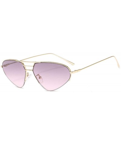 Oval Cat Sunglasses Women Fashion Purple Mirror Shades Gradient Metal Frame Men Sun Glasses with Box UV400 - Grey&pink - CT19...
