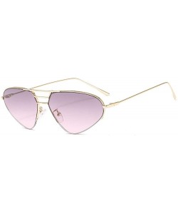 Oval Cat Sunglasses Women Fashion Purple Mirror Shades Gradient Metal Frame Men Sun Glasses with Box UV400 - Grey&pink - CT19...