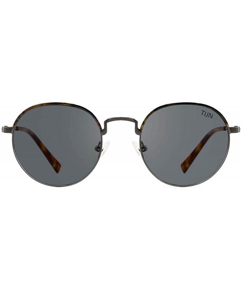 Round Polarized Vintage Round Sunglasses UV400 Protection Mental Frame Glasses for Men Women - Black and Grey - CI1930TGW35 $...