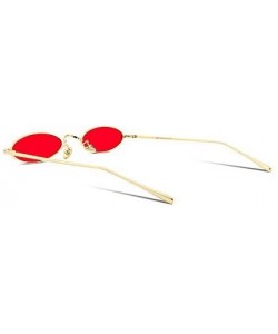 Round Vintage Small Sunglasses Oval Slender Metal Frame Candy Colors B2277 - 2 Glod Frame Red Lens - CO189SKU877 $11.62