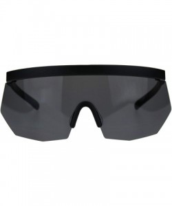 Rectangular XL Oversize Half Rim Mask Style Shield Sun Guard Sunglasses - Matte Black - CG18TUHS374 $16.74