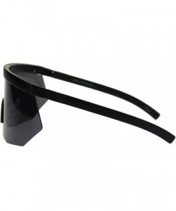 Rectangular XL Oversize Half Rim Mask Style Shield Sun Guard Sunglasses - Matte Black - CG18TUHS374 $16.74