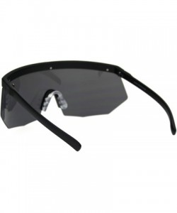 Rectangular XL Oversize Half Rim Mask Style Shield Sun Guard Sunglasses - Matte Black - CG18TUHS374 $16.74