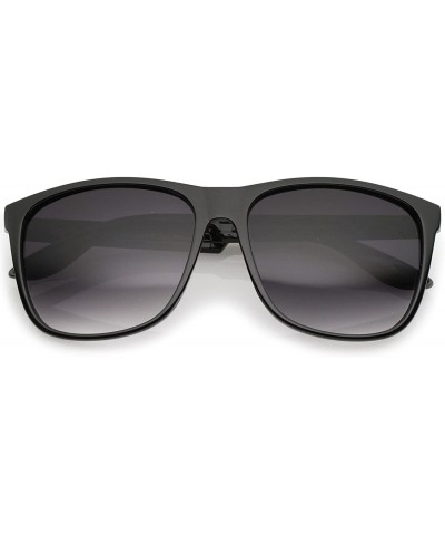 Wayfarer Classic Subtle Flat Top Square Lens Horn Rimmed Sunglasses 57mm - Black / Lavender - CM12O8UMEGQ $11.82