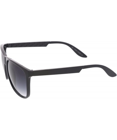 Wayfarer Classic Subtle Flat Top Square Lens Horn Rimmed Sunglasses 57mm - Black / Lavender - CM12O8UMEGQ $11.82