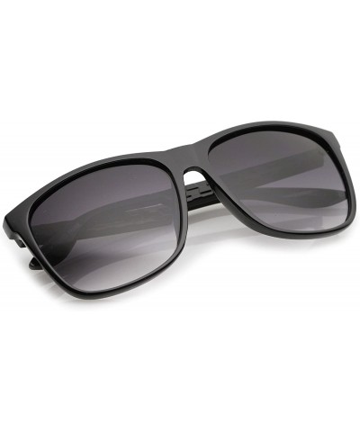 Wayfarer Classic Subtle Flat Top Square Lens Horn Rimmed Sunglasses 57mm - Black / Lavender - CM12O8UMEGQ $11.82