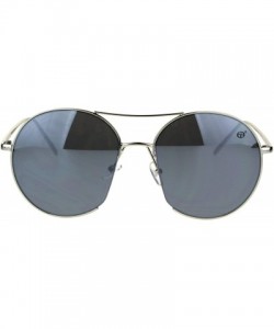 Round Womens Sunglasses Open Cut Circle Round Metal Frame Mirror Lens UV 400 - Silver (Gray Mirror) - C0186DXR8CX $10.93