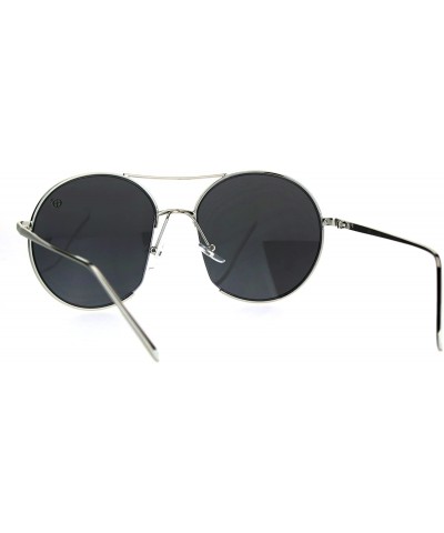 Round Womens Sunglasses Open Cut Circle Round Metal Frame Mirror Lens UV 400 - Silver (Gray Mirror) - C0186DXR8CX $10.93