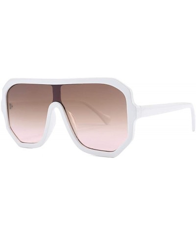Aviator One Lens Oversized Square Sunglasses Men Women Fashion Shades C1 Black Black - C6 White Tea Pink - CK18YQU3TO7 $8.25