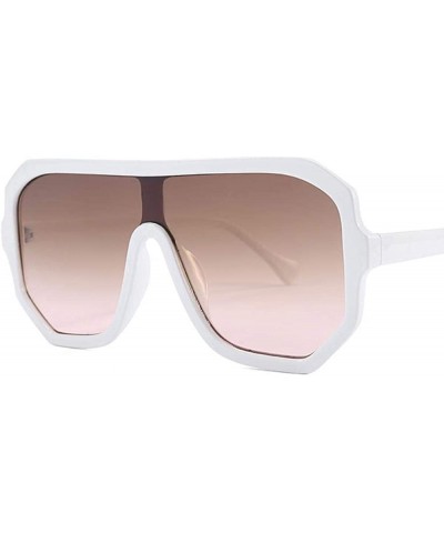 Aviator One Lens Oversized Square Sunglasses Men Women Fashion Shades C1 Black Black - C6 White Tea Pink - CK18YQU3TO7 $8.25