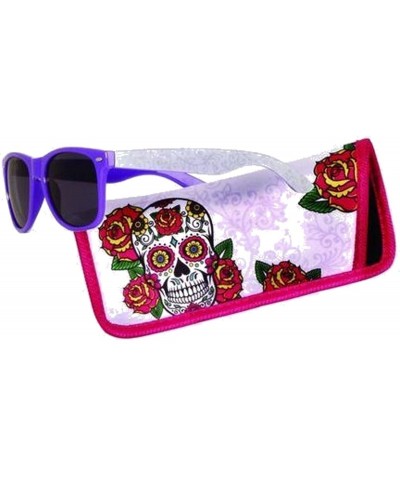 Sport Sunglasses with Coordinating Soft Sunglass Case - Sugar Skulls - CY17YIXRA9Y $13.50