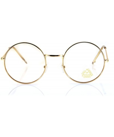Round Minimalist Metal Round Clear Eyeglasses UV Protection A068 A118 - (Round) Gold - CV180TM3Y3I $9.04