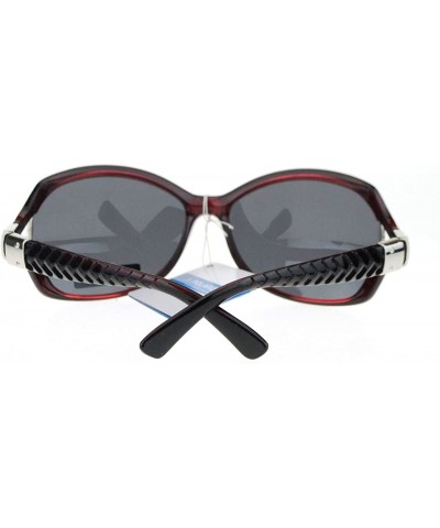 Butterfly Womens Oversized Anti Glare Polarized Buckle Trim Butterfly Sunglasses - Black Burgundy - C511YAXMUON $11.72