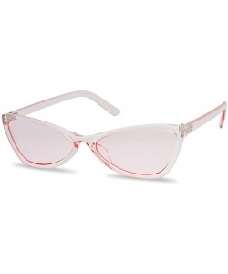 Cat Eye Round Slim Bow-Tie Sunglasses Narrow Cat Eye Retro Candy Color Shades - Crystal Pink - CW18G3N7OSS $12.53