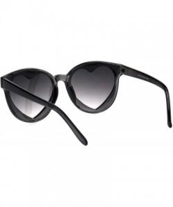 Round Womens Hippie Heart Shape Lens Horn Rim Round Plastic Sunglasses - Slate - CA18HZ3E056 $11.18