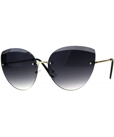 Rimless Womens Fashion Sunglasses Rimless Round Cateye Butterfly Frame UV 400 - Gold (Smoke) - CY18D60QRLL $26.17