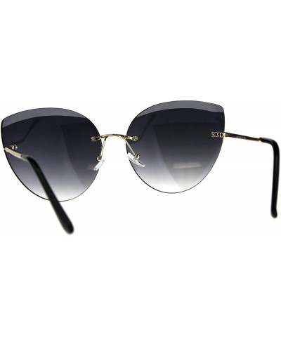 Rimless Womens Fashion Sunglasses Rimless Round Cateye Butterfly Frame UV 400 - Gold (Smoke) - CY18D60QRLL $9.89