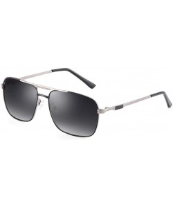 Oval Polarized Sunglasses Male Fashion Large Frame Leisure Square Sunglasses (Color Black Silver Frame) - C418A3RXACO $104.95