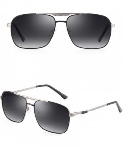 Oval Polarized Sunglasses Male Fashion Large Frame Leisure Square Sunglasses (Color Black Silver Frame) - C418A3RXACO $104.95