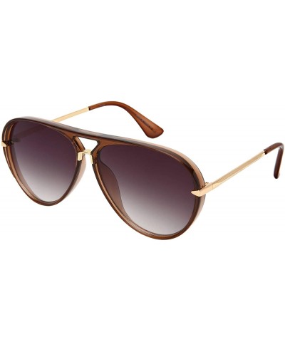 Aviator Designer Inspired Fashion Aviator Sunglasses for Men Women Flat Gradient Lens UV Protection - CB18UQ66N42 $8.89