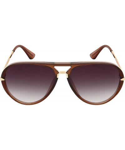 Aviator Designer Inspired Fashion Aviator Sunglasses for Men Women Flat Gradient Lens UV Protection - CB18UQ66N42 $8.89