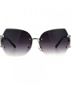 Square Womens Rimless Fashion Sunglasses Stylish Beveled Gradient Lens - Silver (Purple Smoke) - CD1896U6K4M $9.61