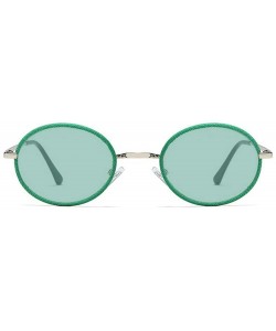 Round Fashion Vintage Round Frame Metal Personality Denim Hemming Craft Frame Harajuku Style Lady Sunglasses - Green - CC194U...