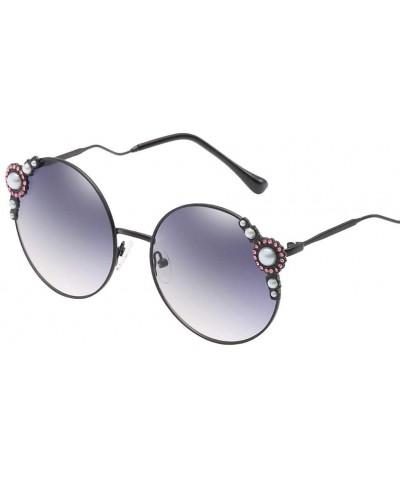Oversized Sunglasses Protection Oversized Rhinestone - Gray - CY199L5EURI $7.84