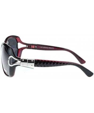 Butterfly Womens Oversized Anti Glare Polarized Buckle Trim Butterfly Sunglasses - Black Burgundy - C511YAXMUON $11.72