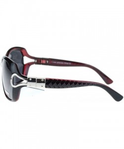 Butterfly Womens Oversized Anti Glare Polarized Buckle Trim Butterfly Sunglasses - Black Burgundy - C511YAXMUON $11.72