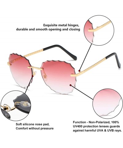 Round Modern Women Rimless Oversized Sunglasses Colorful Lens UV400 YJ134 - Gold Frame Gradient Pink Lens - CB1963ZG0IM $15.36