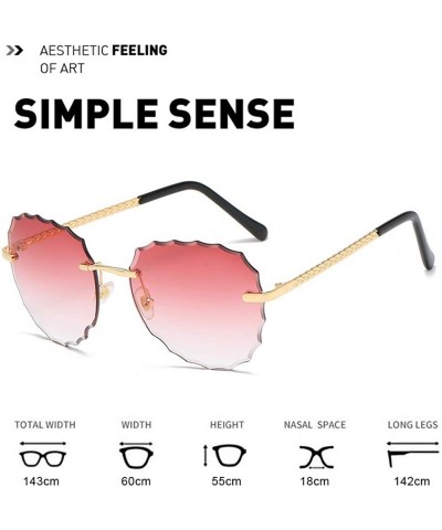 Round Modern Women Rimless Oversized Sunglasses Colorful Lens UV400 YJ134 - Gold Frame Gradient Pink Lens - CB1963ZG0IM $15.36