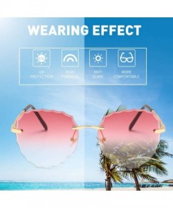 Round Modern Women Rimless Oversized Sunglasses Colorful Lens UV400 YJ134 - Gold Frame Gradient Pink Lens - CB1963ZG0IM $15.36