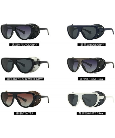 Shield Classic Vintage Punk Style Polarized Sunglasses Leather Side Shield Brand Design Unisex Sun Glasses - C918TZQK4XU $11.52