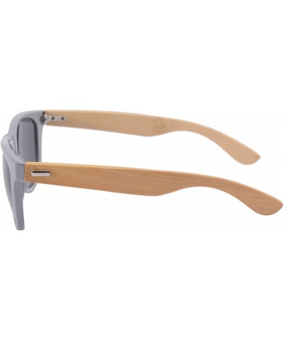 Aviator Real Bamboo Wooden Arms Sunglasses for Men or Women - Grey Frame- Bamboo Arms - C618NK32MIM $12.06