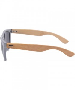 Aviator Real Bamboo Wooden Arms Sunglasses for Men or Women - Grey Frame- Bamboo Arms - C618NK32MIM $12.06