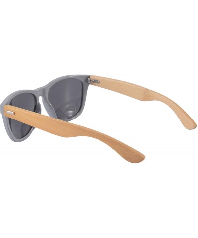 Aviator Real Bamboo Wooden Arms Sunglasses for Men or Women - Grey Frame- Bamboo Arms - C618NK32MIM $12.06