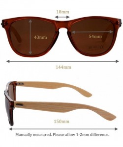 Aviator Real Bamboo Wooden Arms Sunglasses for Men or Women - Grey Frame- Bamboo Arms - C618NK32MIM $12.06