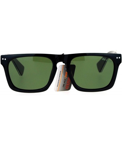 Square Be One Polarized Sunglasses Unisex Classic Square Rectangular Fashion - Black (Green) - C0188KKA63G $12.98