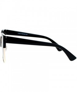 Cat Eye Mirror Lens Half Horn Rim Cat Eye Sunglasses - Black Silver Mirror - CL12D7IOVY9 $11.92