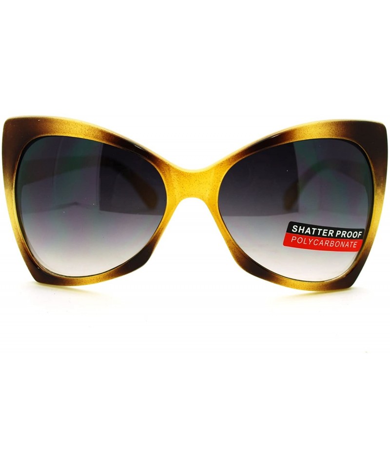 Butterfly Butterfly Ribbon Frame Sunglasses Womens Oversized Fashion - Brown - CG11Q0P5TU7 $21.71
