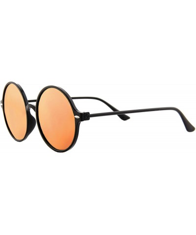 Oversized Sunglasses for Women Classic Mirror Lens Oversized Inspired Round - Black Frame/ Mirrored Orange Lens - CA18HR7MEL6...