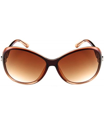 Round Womens Retro Round Sunglasses Vintage Classic Butterfly Designer Style Summer Fashion Glasses - Brown - CL196O9ELWN $19.64