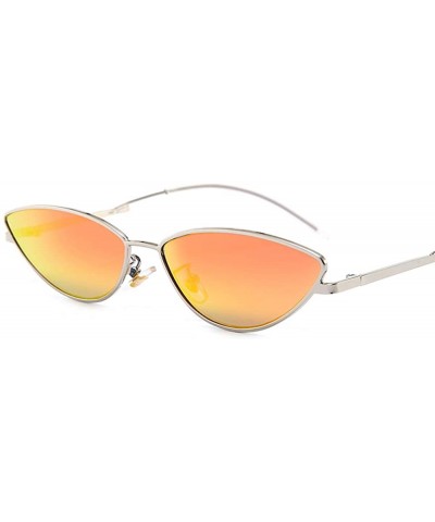 Cat Eye Retro Narrow Cat Eye Sunglasses - Metal Frame for Unisex UV Protection Sunglasses with Case&Lens Cloth - Orange - C41...