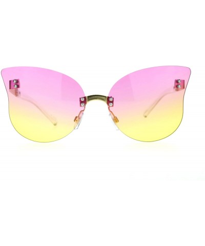 Butterfly Womens Oceanic Color Gradient Butterfly Rimless Fashoin Sunglasses - Pink Yellow - CY12G7GVXML $10.89