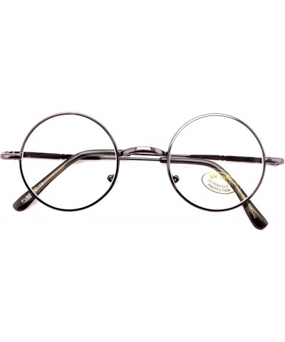 Oversized Casual Fashion Small Round Circle Clear Lens Eyeglasses Thin Frame Unisex Glasses - Gunmetal - CI12577O21Z $8.37