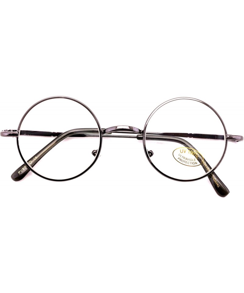 Oversized Casual Fashion Small Round Circle Clear Lens Eyeglasses Thin Frame Unisex Glasses - Gunmetal - CI12577O21Z $8.37
