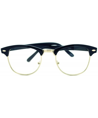 Wayfarer Vintage Retro Classic Half Horn Rim Clear Lens Eye Glasses - Blue - CQ11YFWI1F7 $12.54