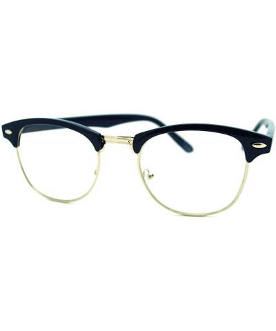 Wayfarer Vintage Retro Classic Half Horn Rim Clear Lens Eye Glasses - Blue - CQ11YFWI1F7 $12.54