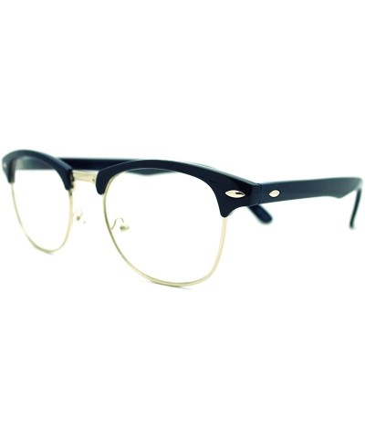 Wayfarer Vintage Retro Classic Half Horn Rim Clear Lens Eye Glasses - Blue - CQ11YFWI1F7 $12.54